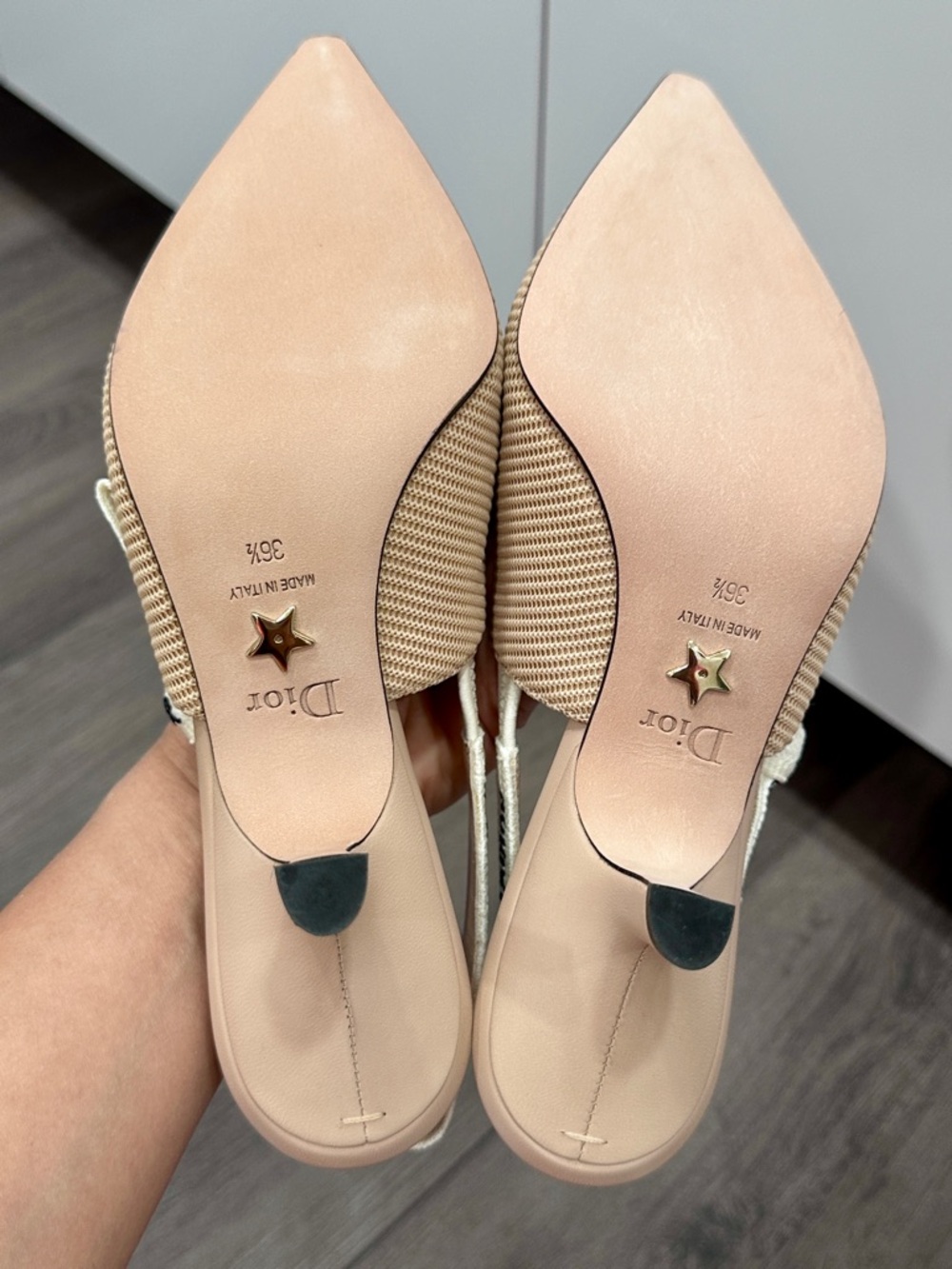 CHRISTIAN DIOR J'ADIOR FABRIC & RIBBON BEIGE KITTEN HEEL SHOES SLINGBACKS 36.5 - Picture 10 of 15